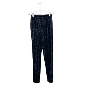 Vtg Women's Black Crushed‎ Velvet Leggings Whimsigoth Goth 80s 90s Punk Sz S